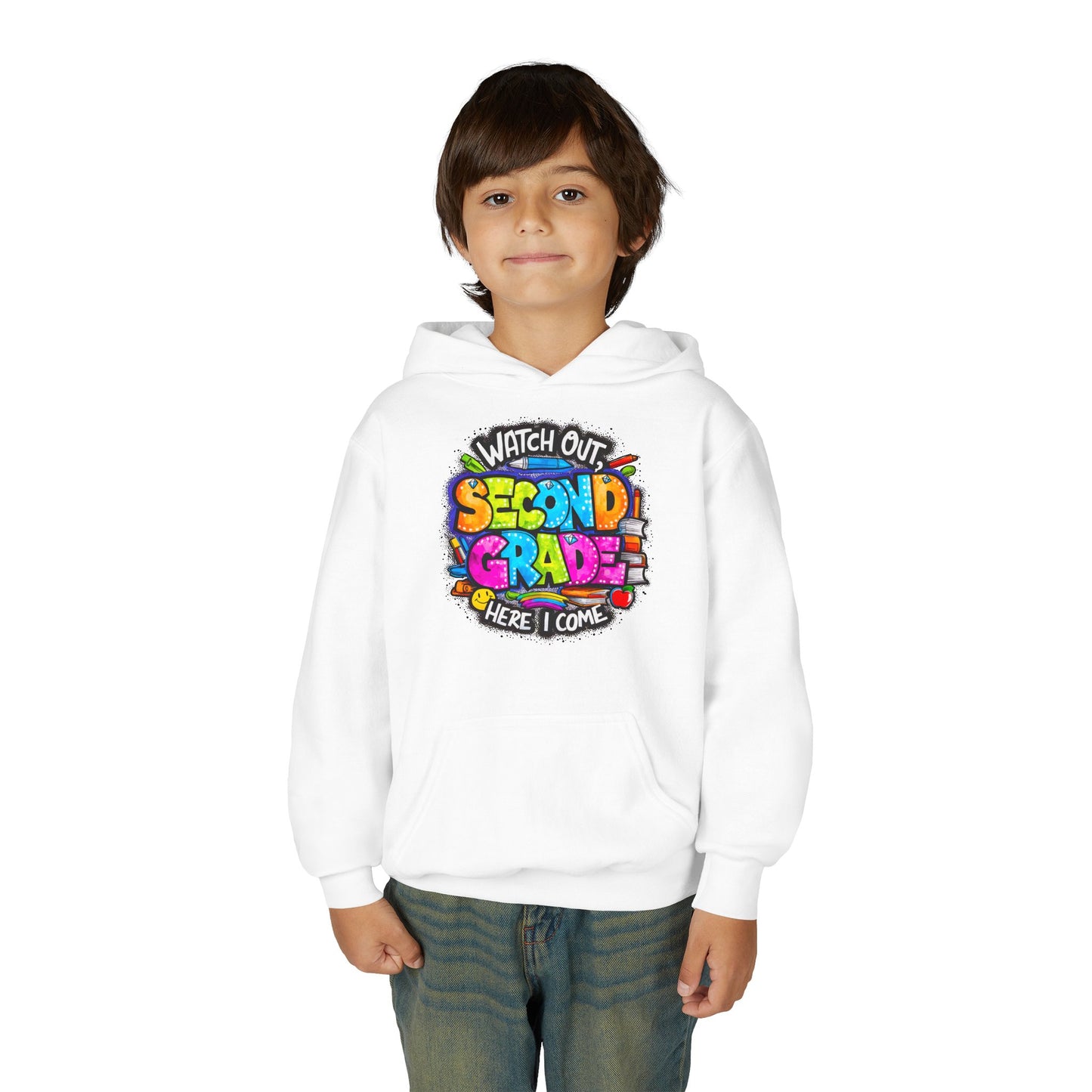 Second Grade Kids' Hoodie - "Watch Out Second Grade Here I Come" Back-to-School Sweatshirt