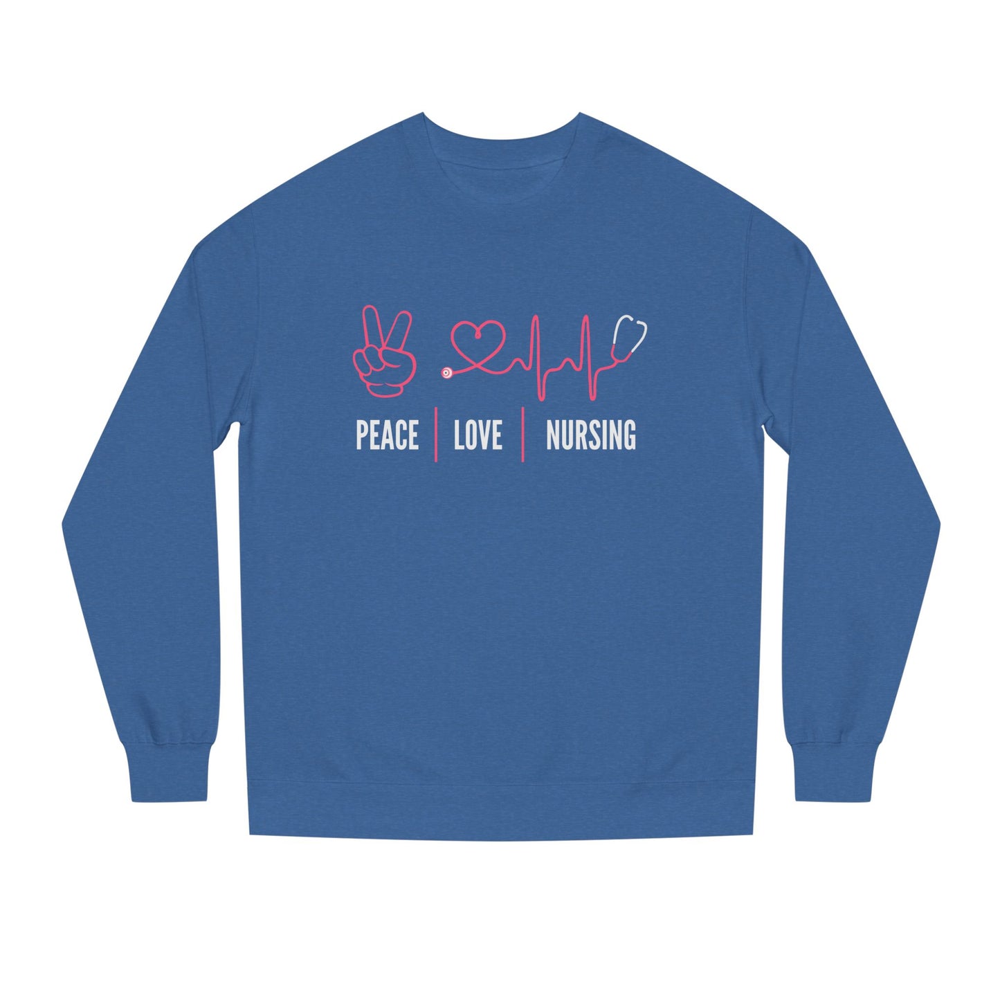 Peace Love Nursing Sweatshirt — Nurse Gifts, Heartbeat & Peace Sign Crewneck