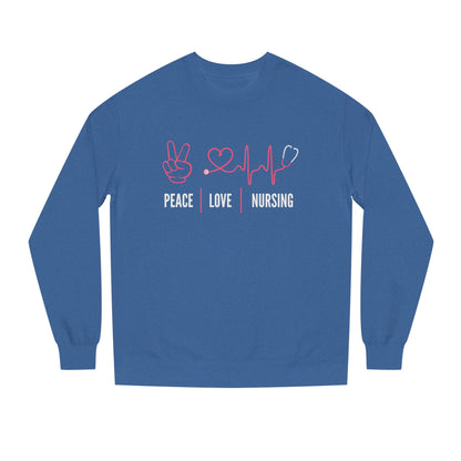 Peace Love Nursing Sweatshirt — Nurse Gifts, Heartbeat & Peace Sign Crewneck