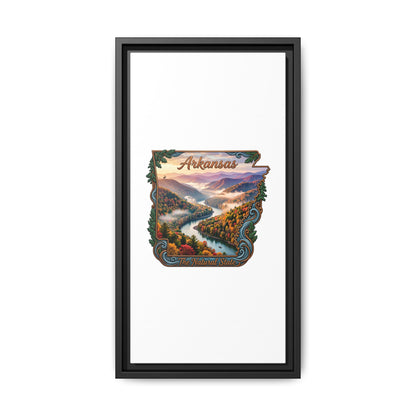 Arkansas Scenic State Map Canvas — "The Natural State" Framed Wall Art