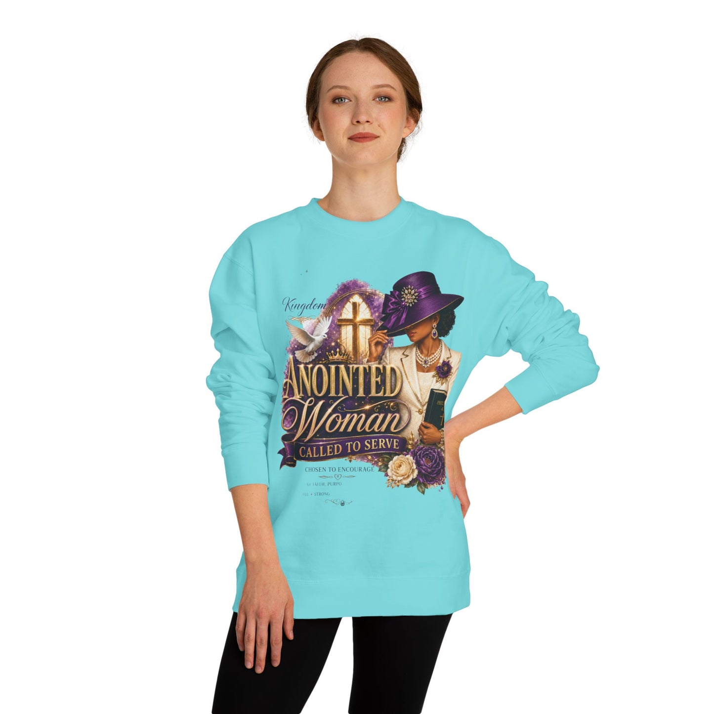 Anointed Woman Crewneck Sweatshirt — Called to Serve Gospel Graphic