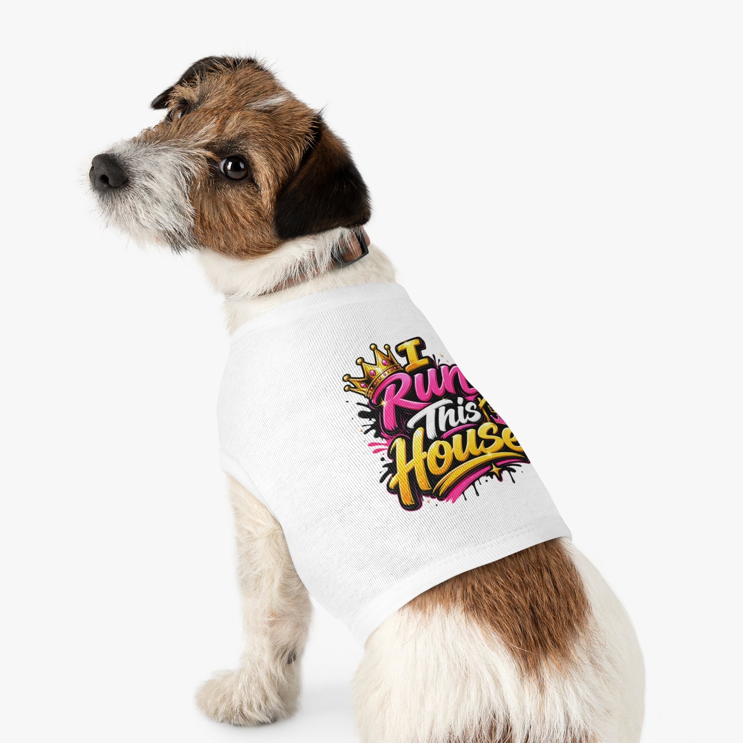Pet Tank Top — "I Run This House" Graphic Dog & Cat Shirt