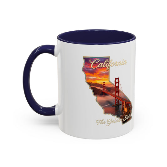 California State Shape Accent Mug – Golden Gate Sunset Coffee Cup (11/15oz)