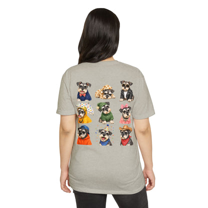 Schnauzer Crew Portrait T‑Shirt — Cute Dogs in Costumes Tee