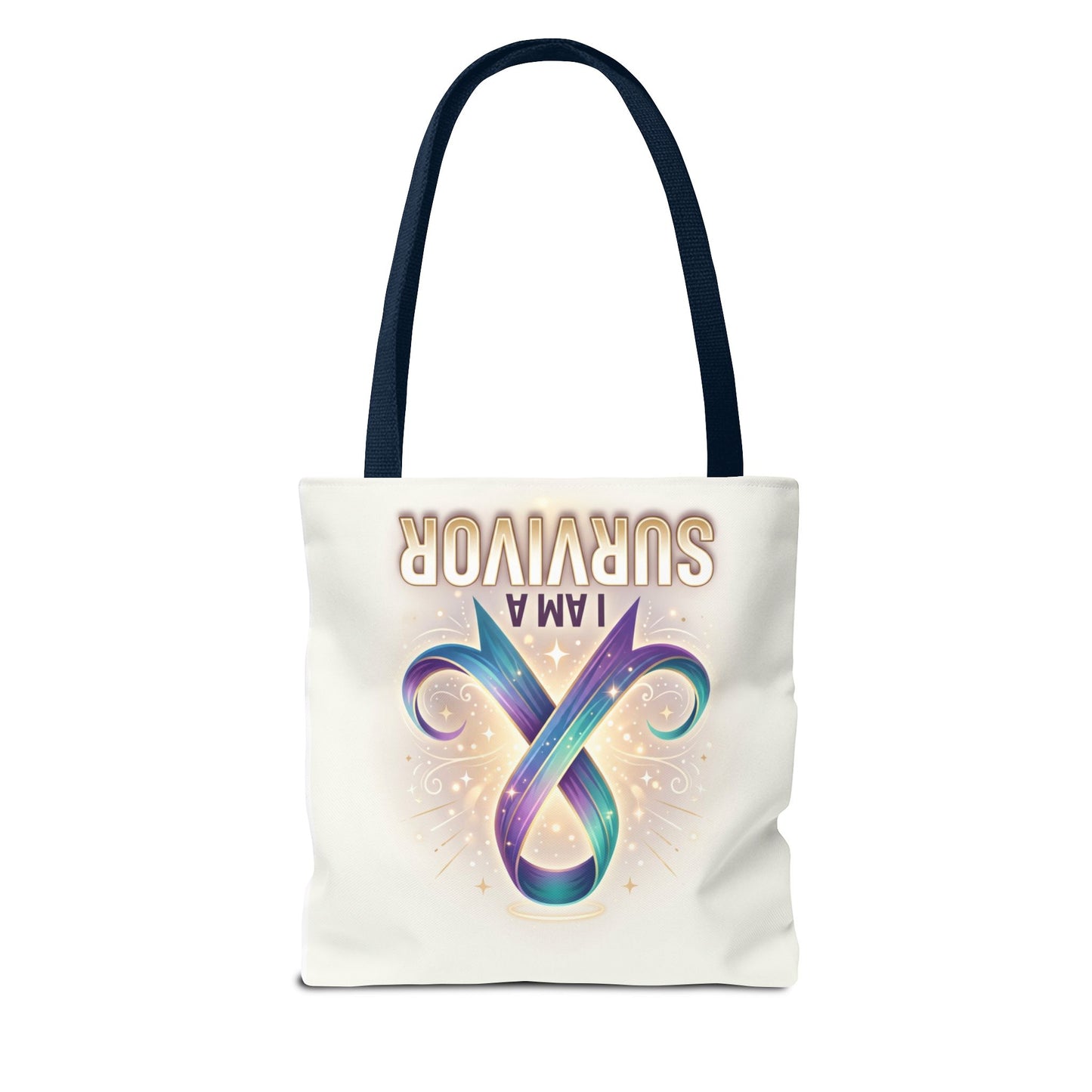 Survivor Ribbon Tote Bag - "I Am a Survivor" Awareness Reusable Shopper