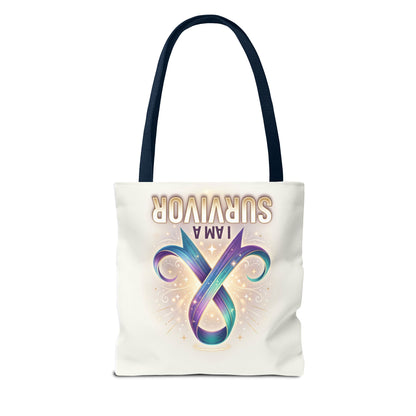 Survivor Ribbon Tote Bag - "I Am a Survivor" Awareness Reusable Shopper
