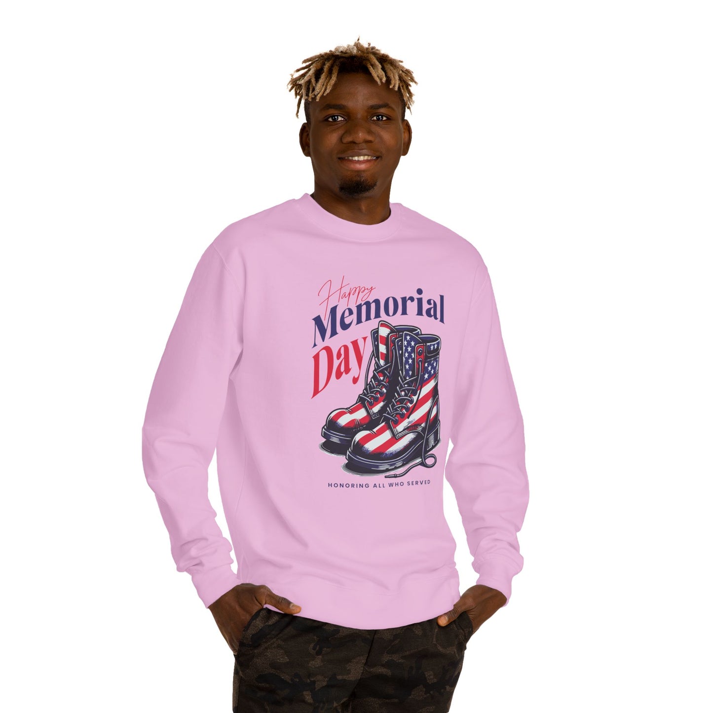 Memorial Day Flag Combat Boots Sweatshirt — Honoring All Who Served