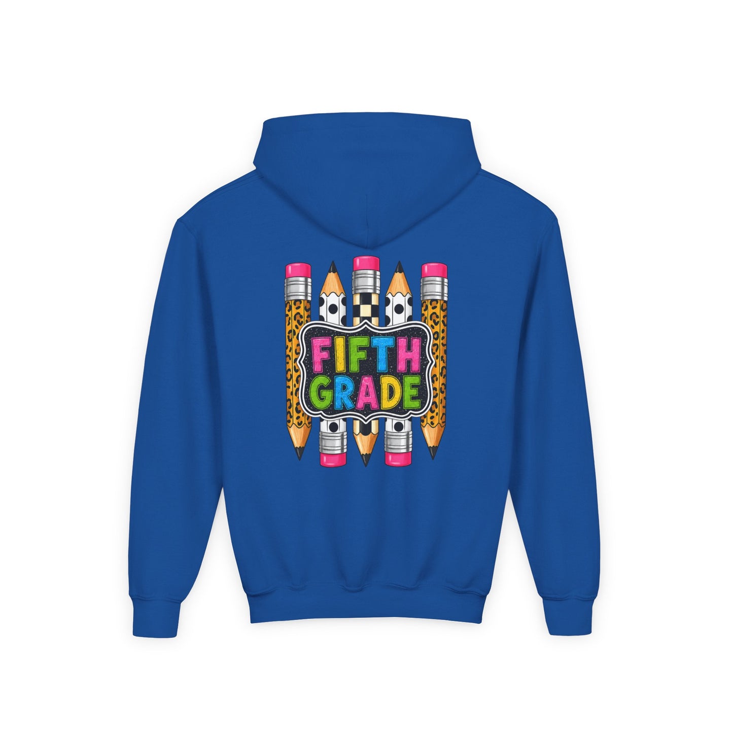 Fifth Grade Kids Hoodie — Colorful Pencil Back‑to‑School Sweatshirt for Students
