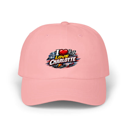 I Love Charlotte Dad Cap – Retro Racing Graphic Baseball Hat