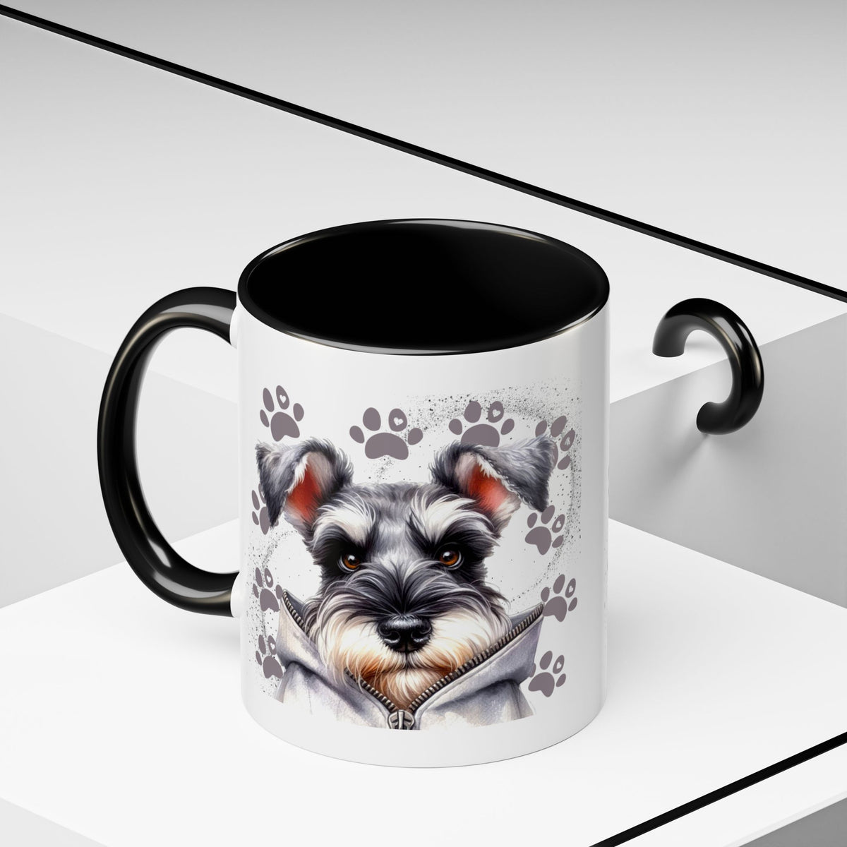 Schnauzer Paw Print Accent Coffee Mug (11/15oz)