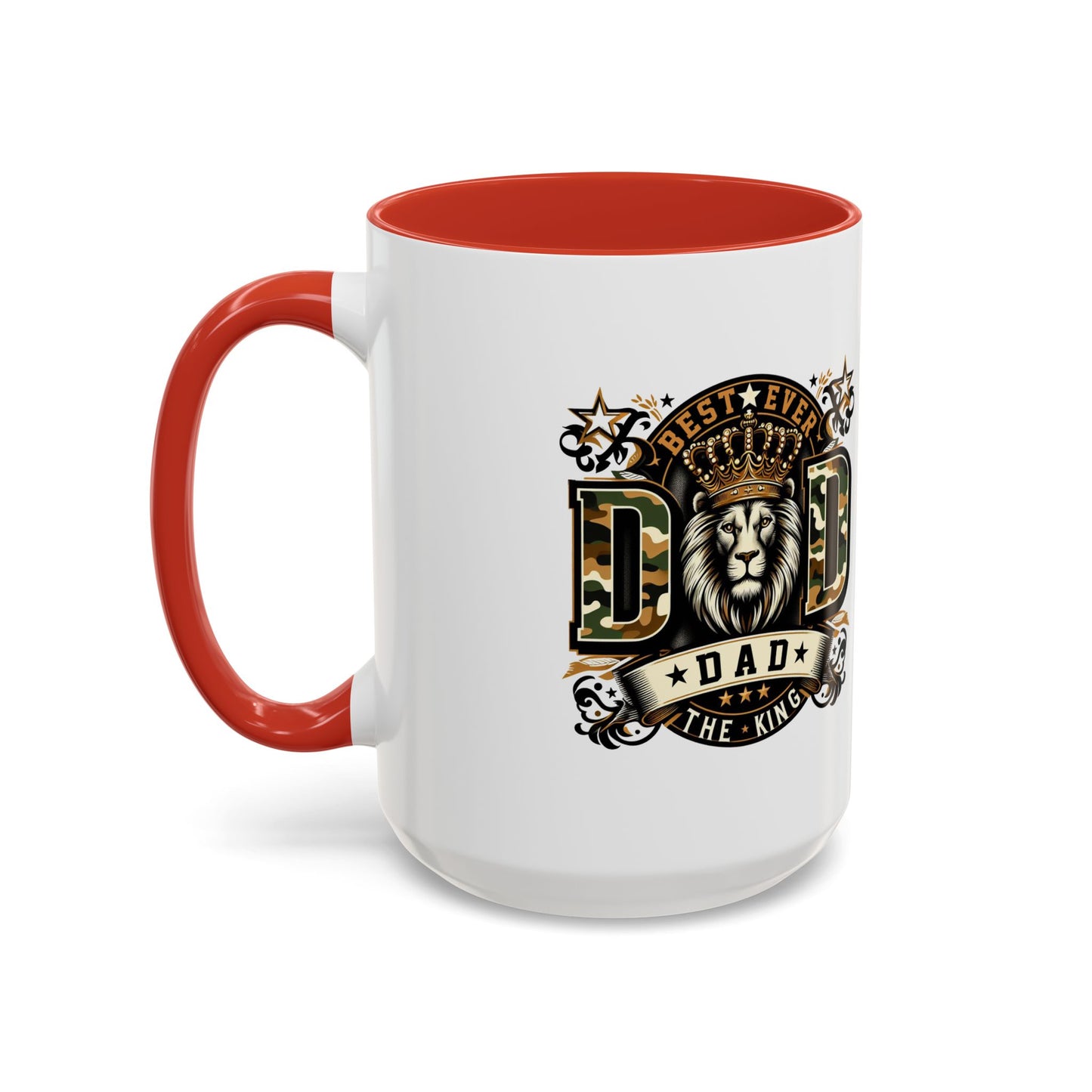Dad Coffee Mug — "Best Ever Dad" Lion Crest Accent Mug (11/15oz)