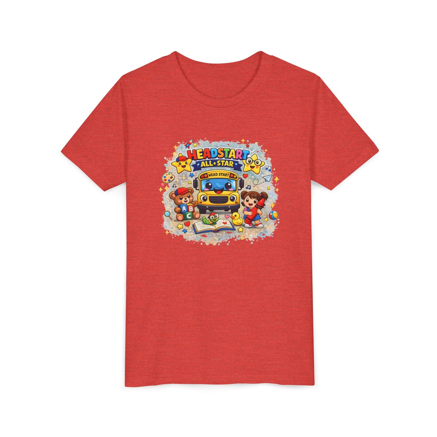 Youth Tee — "Headstart All-Star" Cute School Bus & Characters Back-to-School Shirt