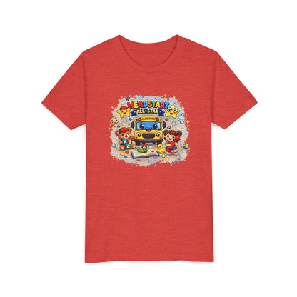 Youth Tee — "Headstart All-Star" Cute School Bus & Characters Back-to-School Shirt