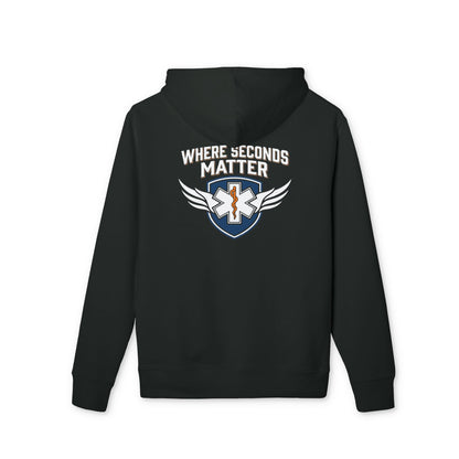 EMS Hoodie — "Where Seconds Matter" Emergency Medical Tech Pullover