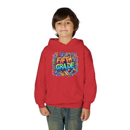 Fifth Grade Kids Hoodie - Colorful School Supplies Back-to-School Sweatshirt