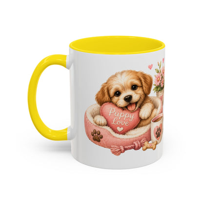 Puppy Love Coffee Mug — Cute Dog Heart Accent Mug (11/15oz)