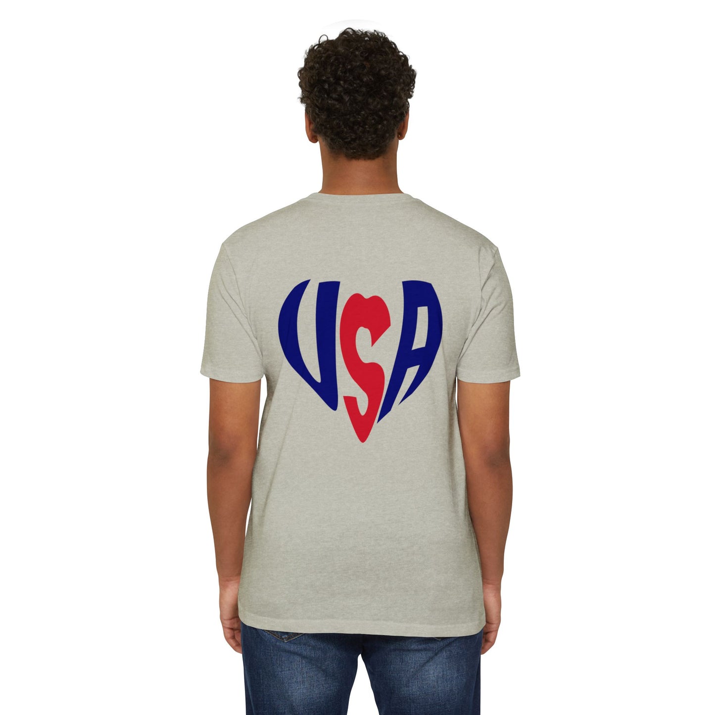 USA Heart T-Shirt — Patriotic Red & Blue Tee for 4th of July