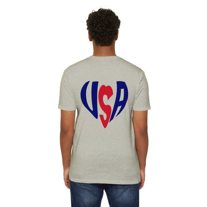 USA Heart T-Shirt — Patriotic Red & Blue Tee for 4th of July