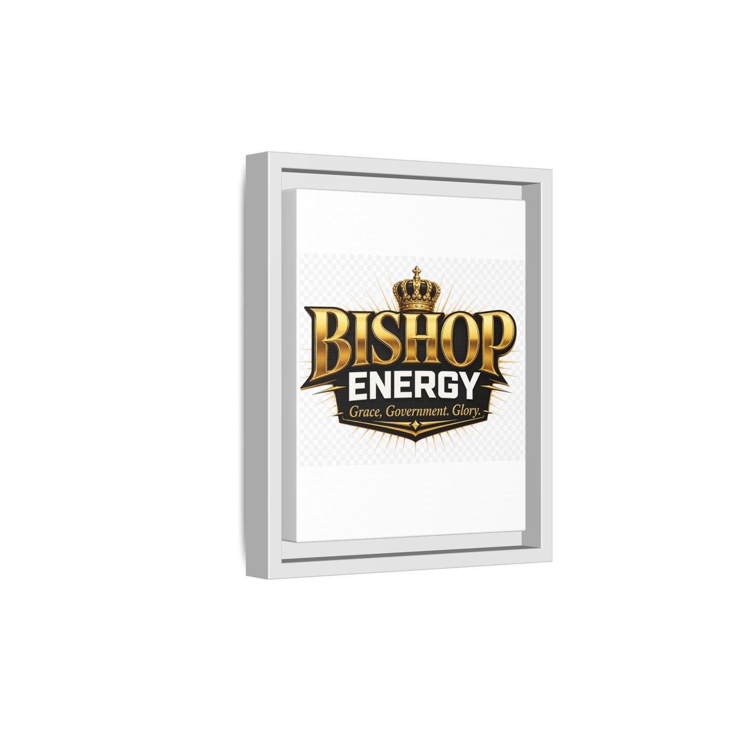 Framed Canvas Art - "Bishop Energy" Gold Crown Logo (Matte)