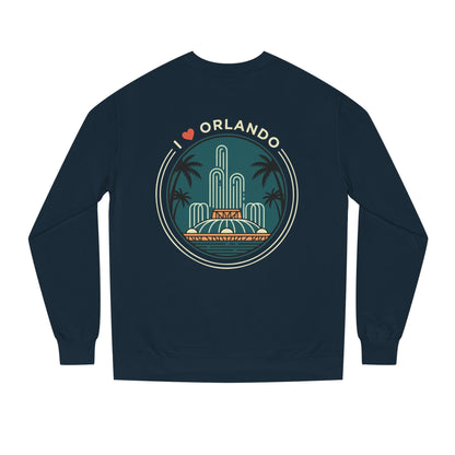 Orlando Fountain Crewneck Sweatshirt — Retro Palm Tree Cityscape