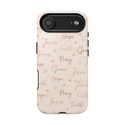Christian Words Tough Magnetic Phone Case — Hope Pray Grace Jesus Faith