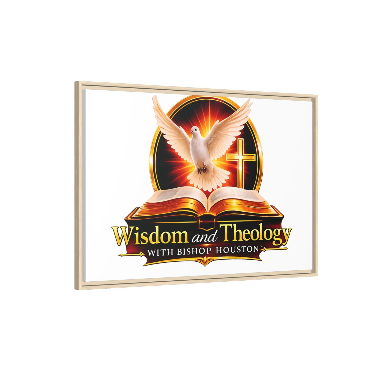 Framed Canvas Print — "Wisdom and Theology" Dove & Bible Wall Art