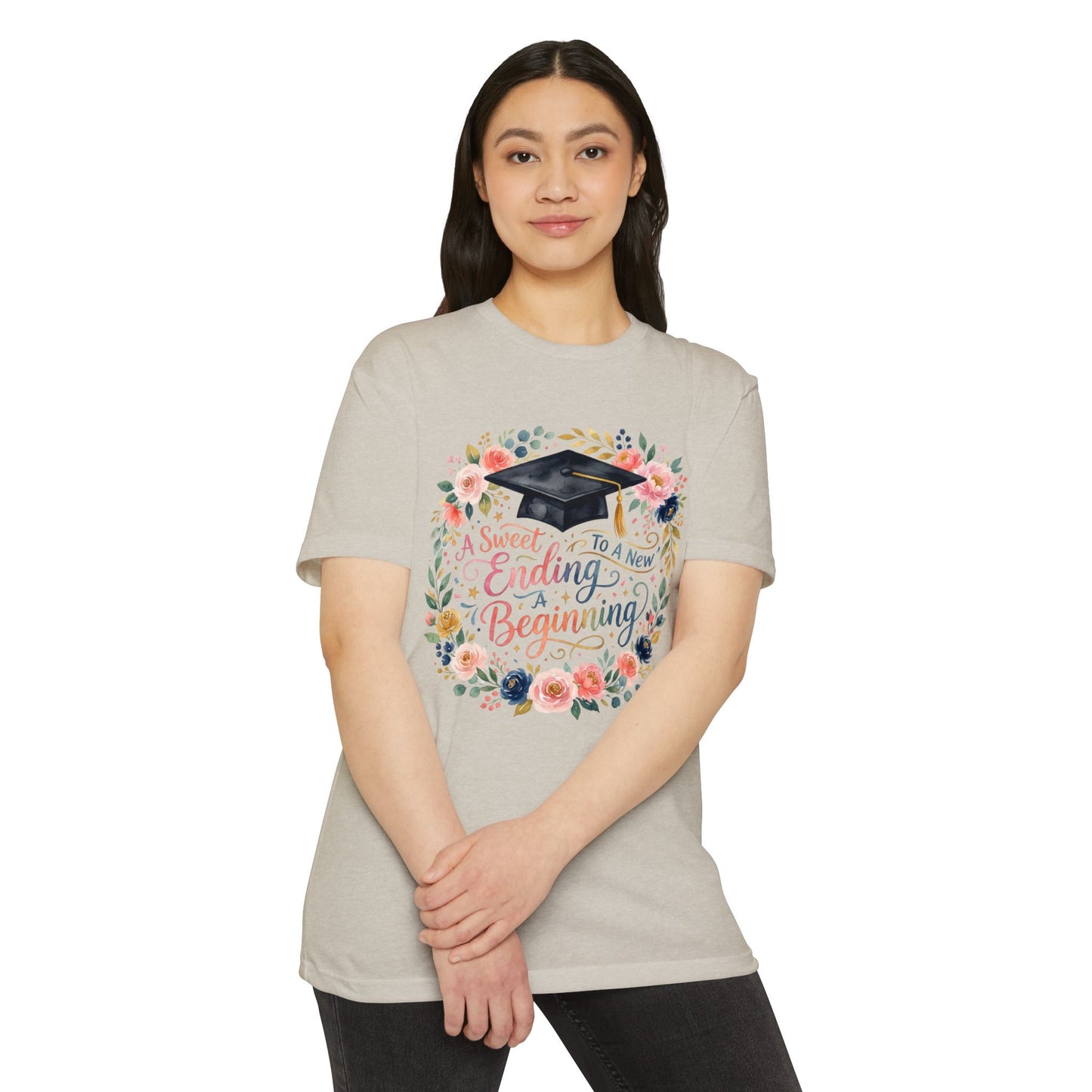 Graduation Floral Tee — “A Sweet Ending to a New Beginning”