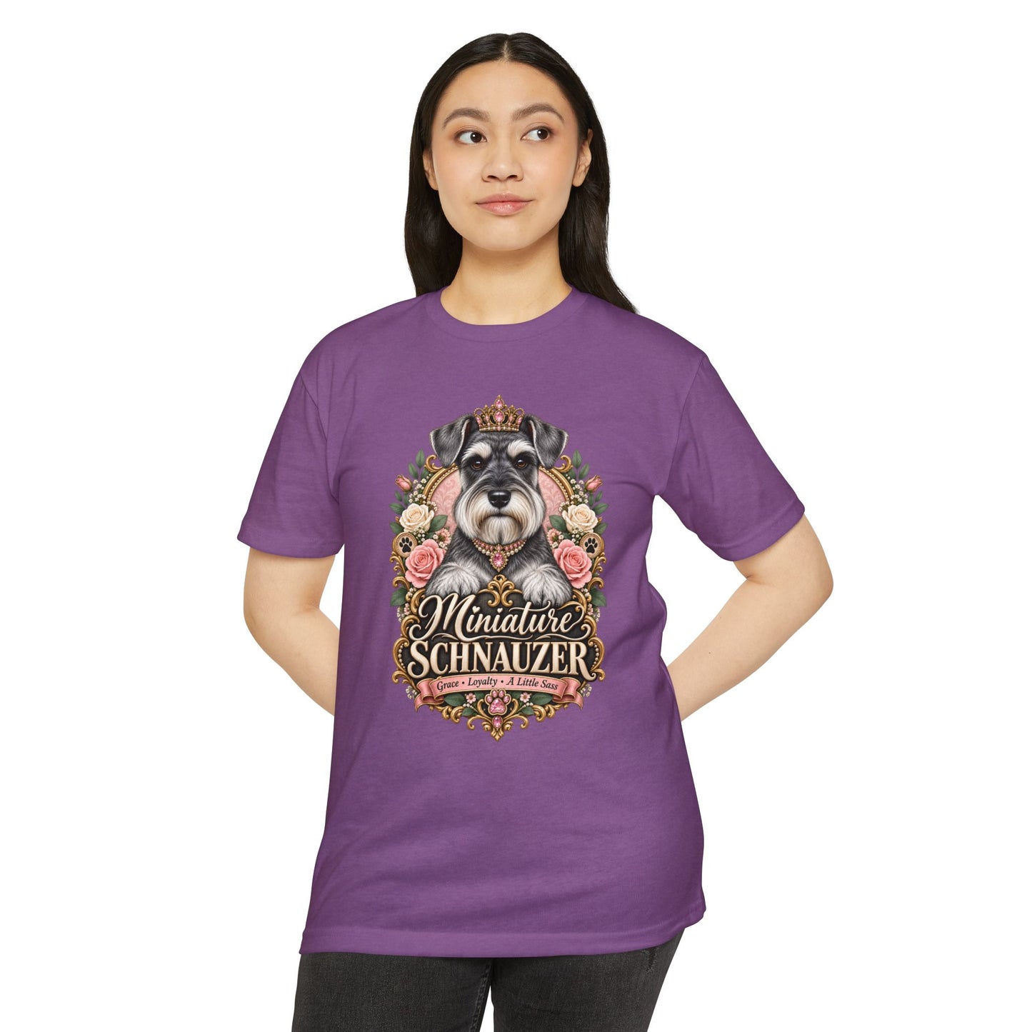Miniature Schnauzer Floral Portrait T-Shirt
