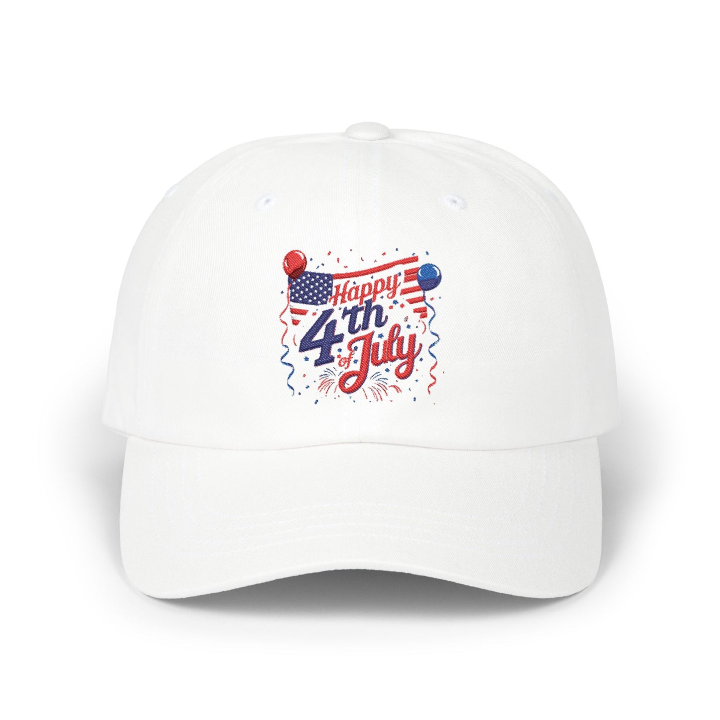 4th of July Dad Cap - "Happy 4th of July" Patriotic Baseball Hat