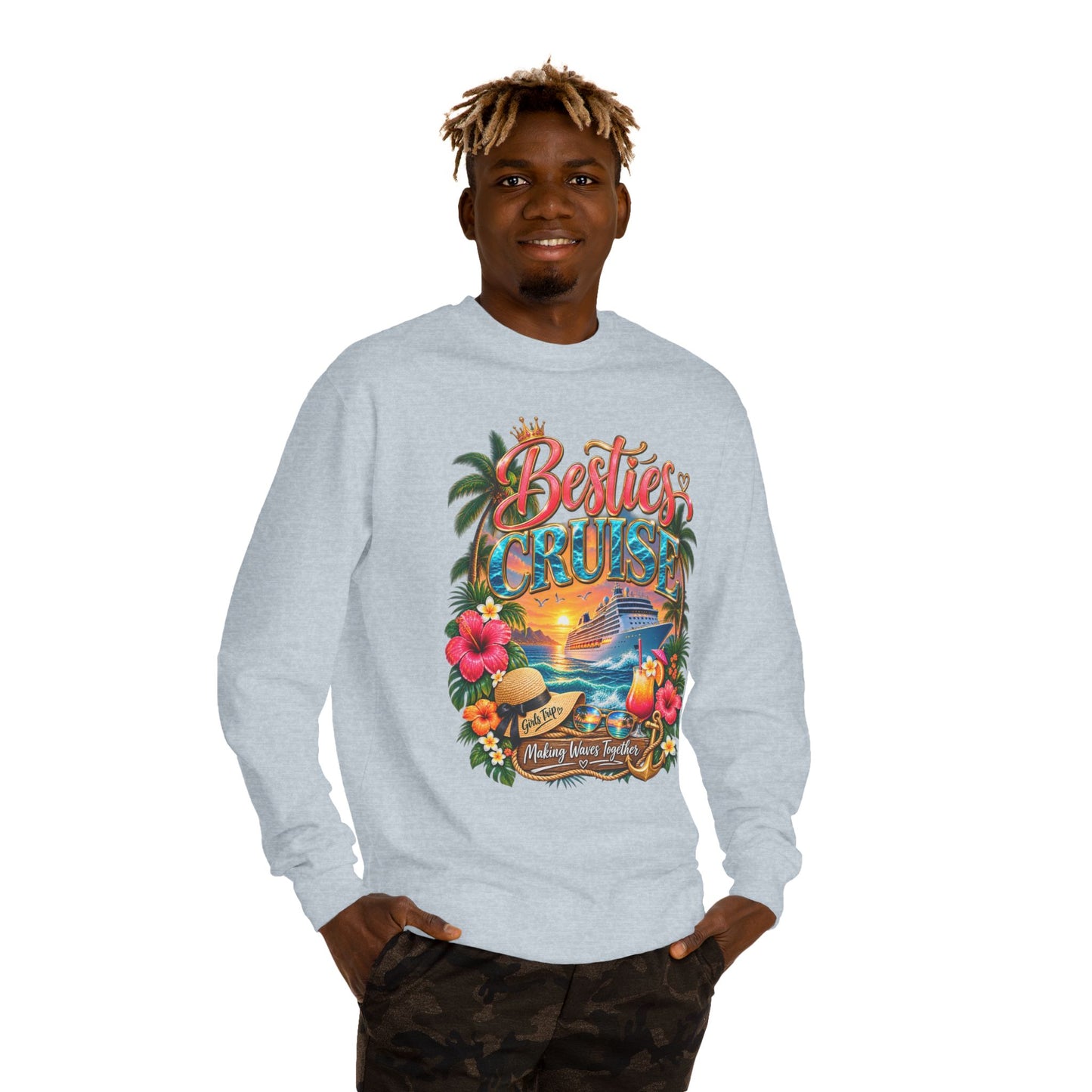 Besties Cruise Sweatshirt — Friends Tropical Vacation Pullover