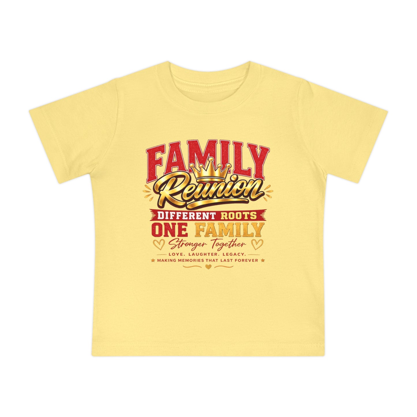Family Reunion Baby Tee — "Different Roots One Family" Infant Shirt