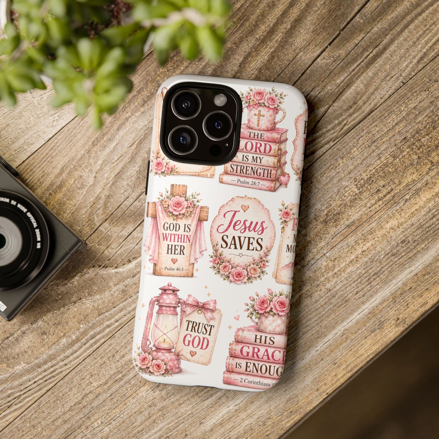 Faith Phone Case — 'Jesus Saves' Floral Christian Scripture iPhone Case
