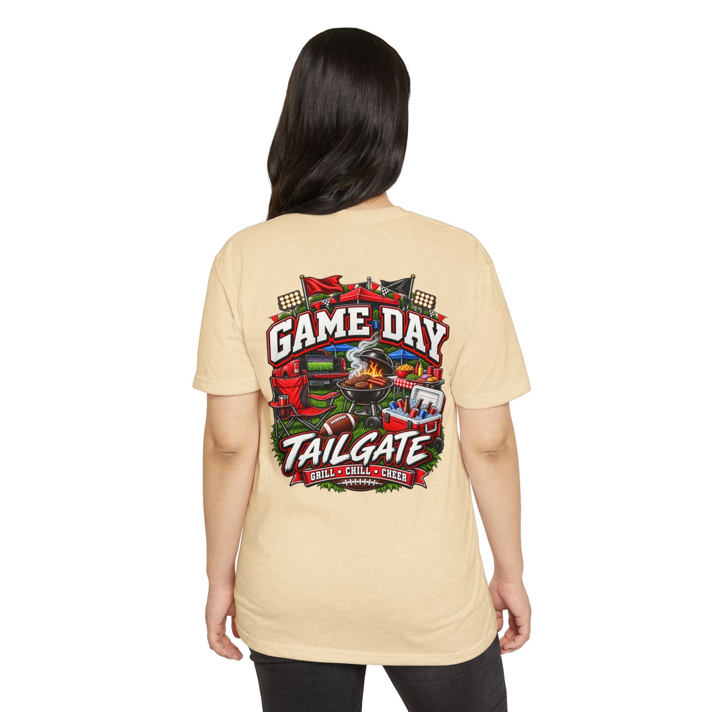 Game Day Tailgate T-Shirt — Grill, Chill & Cheer Football Tee