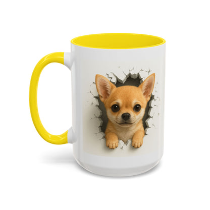 Chihuahua Peek-A-Boo Accent Coffee Mug – Cute Dog Lover Gift (11/15 oz)