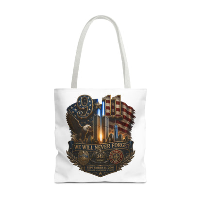 9/11 Memorial Tote Bag — "We Will Never Forget" Patriotic Tribute