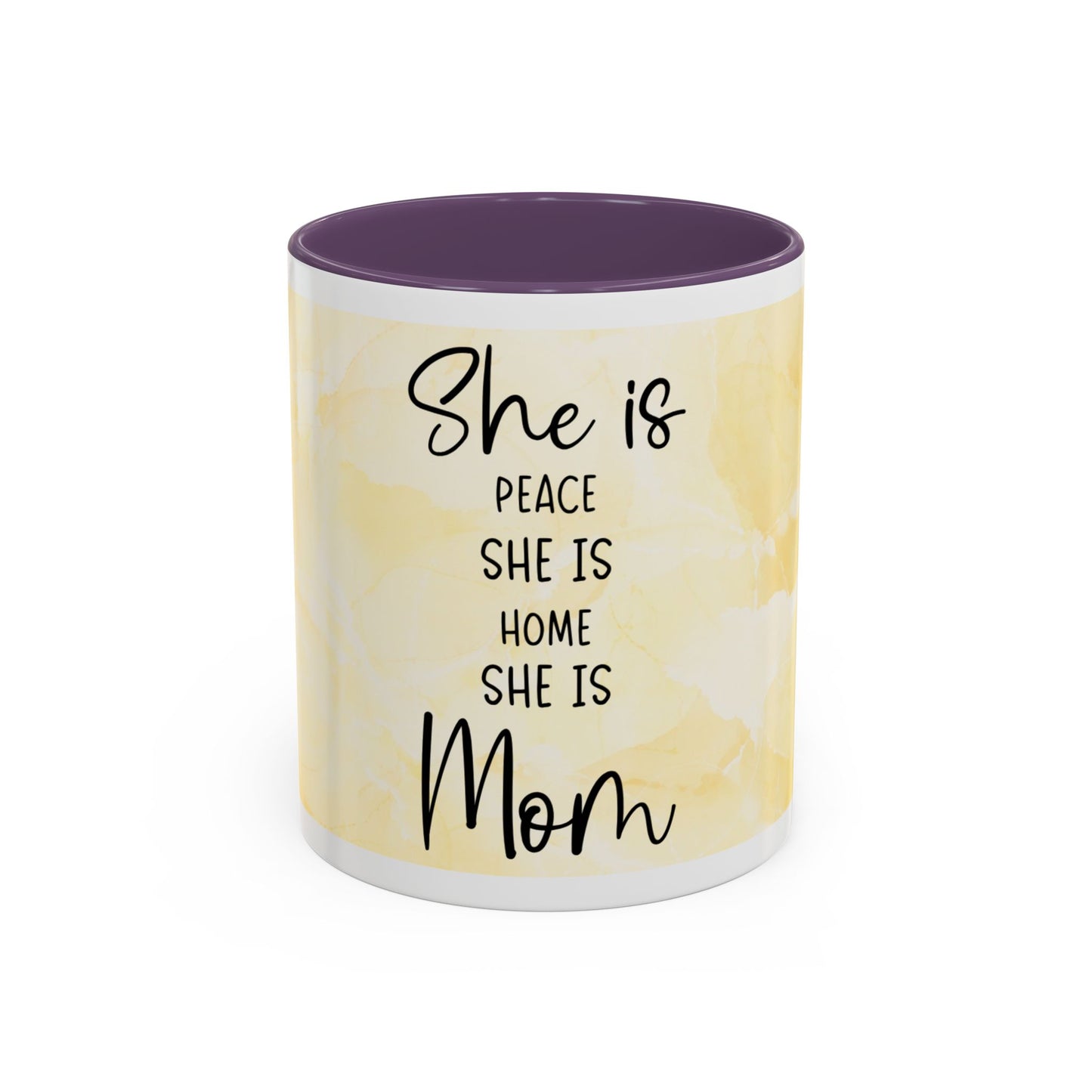 She Is Mom Floral Accent Coffee Mug — 'She is Peace, She is Home' Mother's Day Gift
