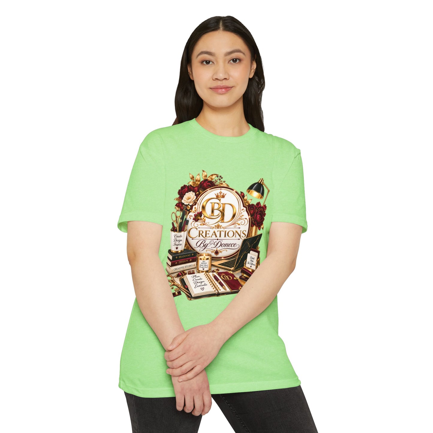Creations by D’Donne Logo T‑Shirt — Vintage Book & Desk Design