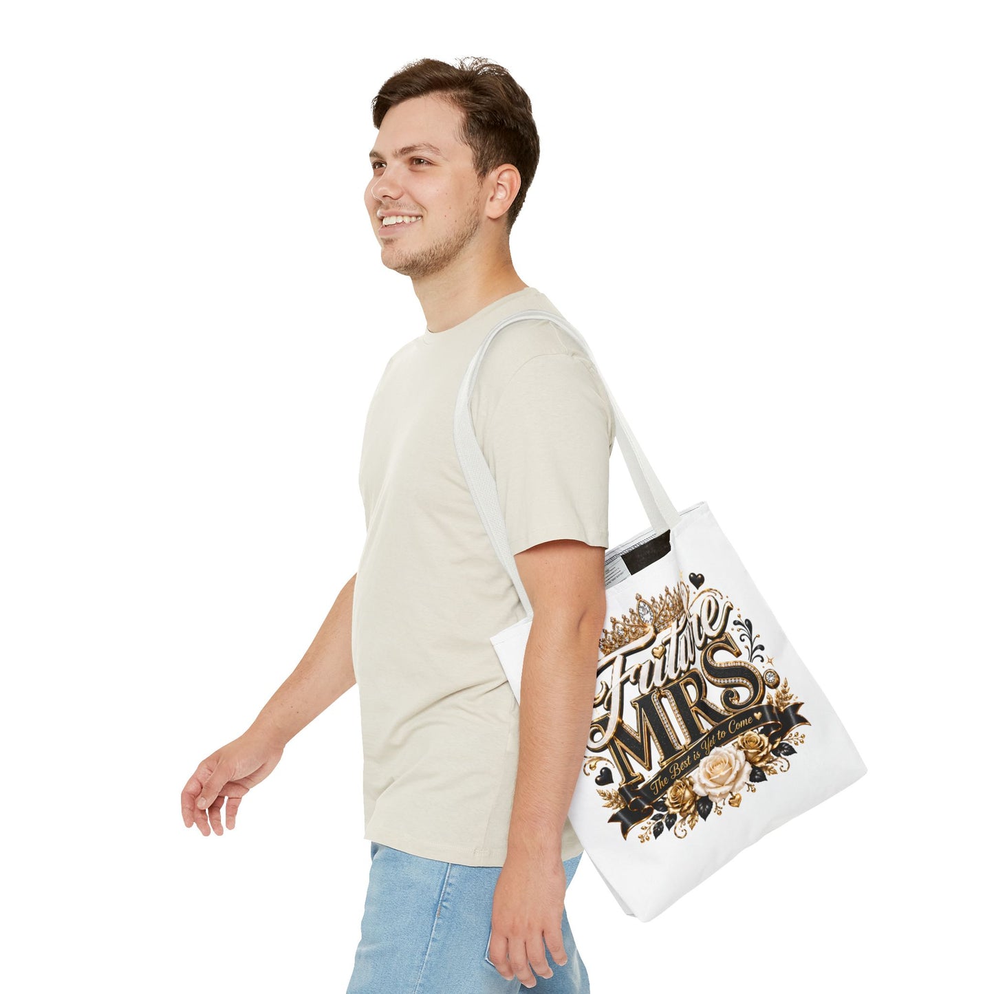 Future Mrs. Tote Bag — Bridal Bachelorette Gift Bag with Gold Crown Design