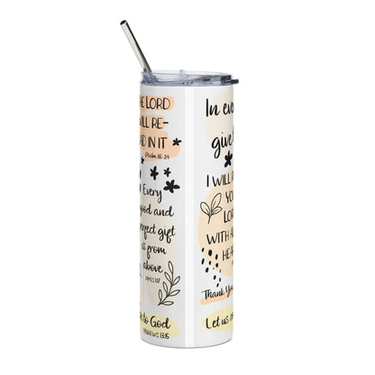 Give Thanks To The Lord Stainless Steel Tumbler 20oz Christian Travel Mug