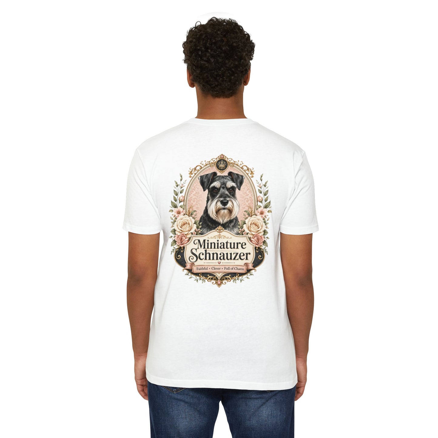 Miniature Schnauzer Floral Portrait T-Shirt