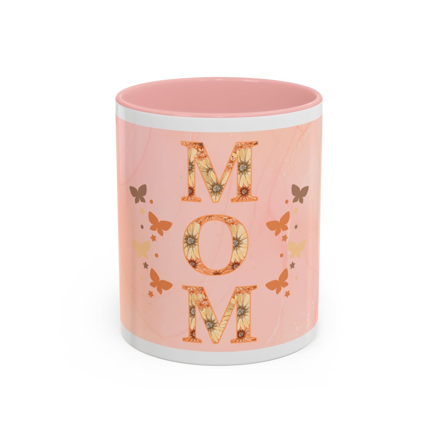 Mom Floral Accent Coffee Mug – Pink Butterfly Mother's Day Gift (11/15oz)