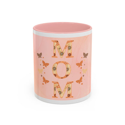 Mom Floral Accent Coffee Mug – Pink Butterfly Mother's Day Gift (11/15oz)