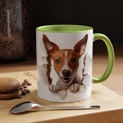 Basenji Puppy Peeking Accent Coffee Mug — Cute Dog Lover Gift (11/15 oz)