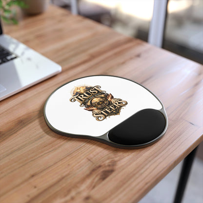 Trust the One Who Steers Mouse Pad with Wrist Rest — Religious Inspirational Gaming Desk Mat