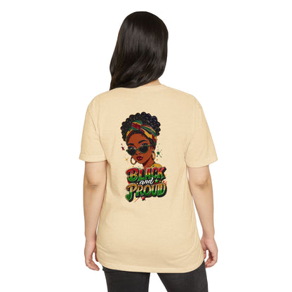 Black and Proud Graphic T-Shirt — Afrocentric Woman Design