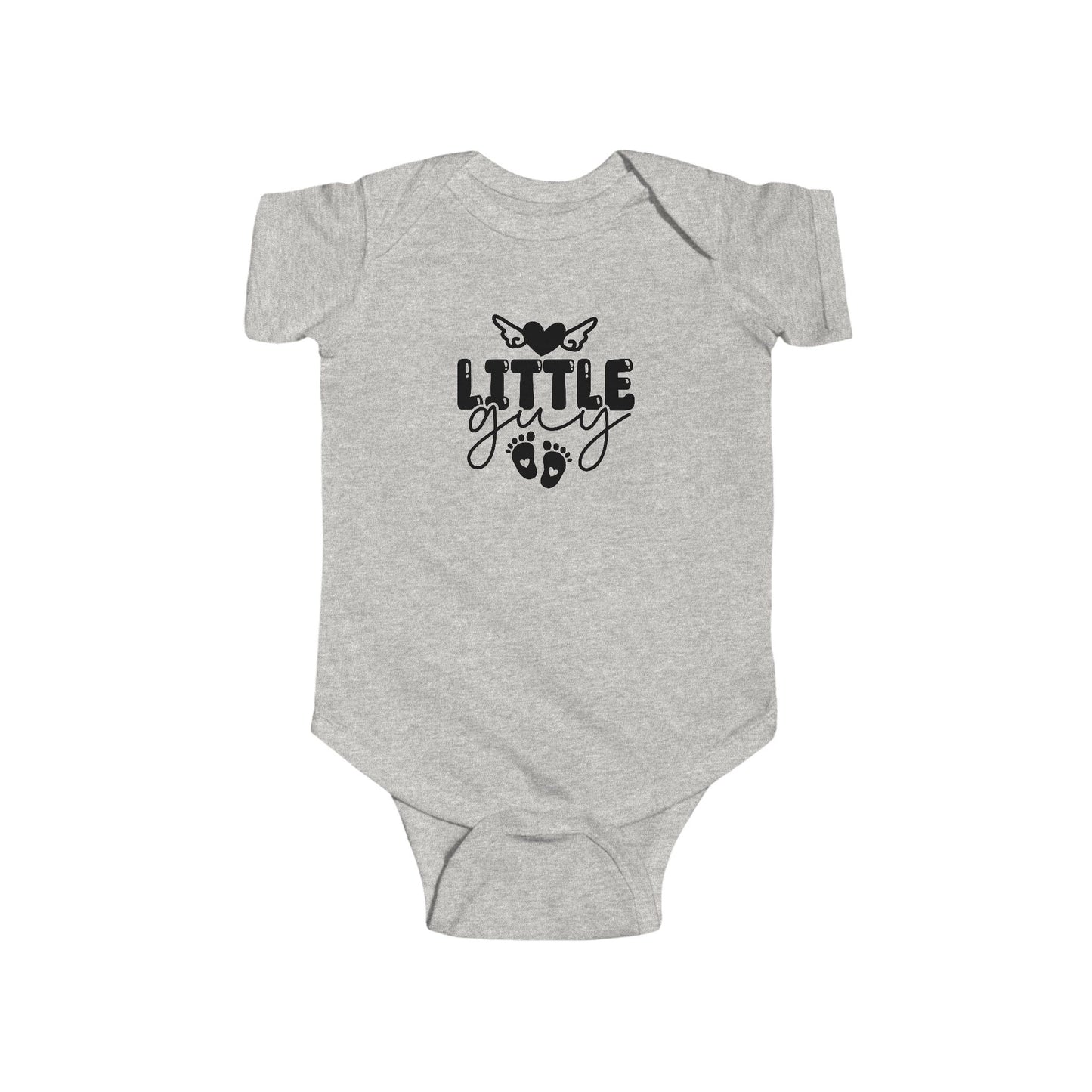Infant Bodysuit - "Little Guy" Cute Baby Onesie with Butterfly & Footprints
