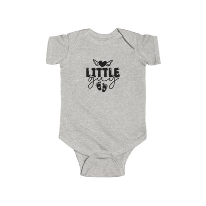 Infant Bodysuit - "Little Guy" Cute Baby Onesie with Butterfly & Footprints