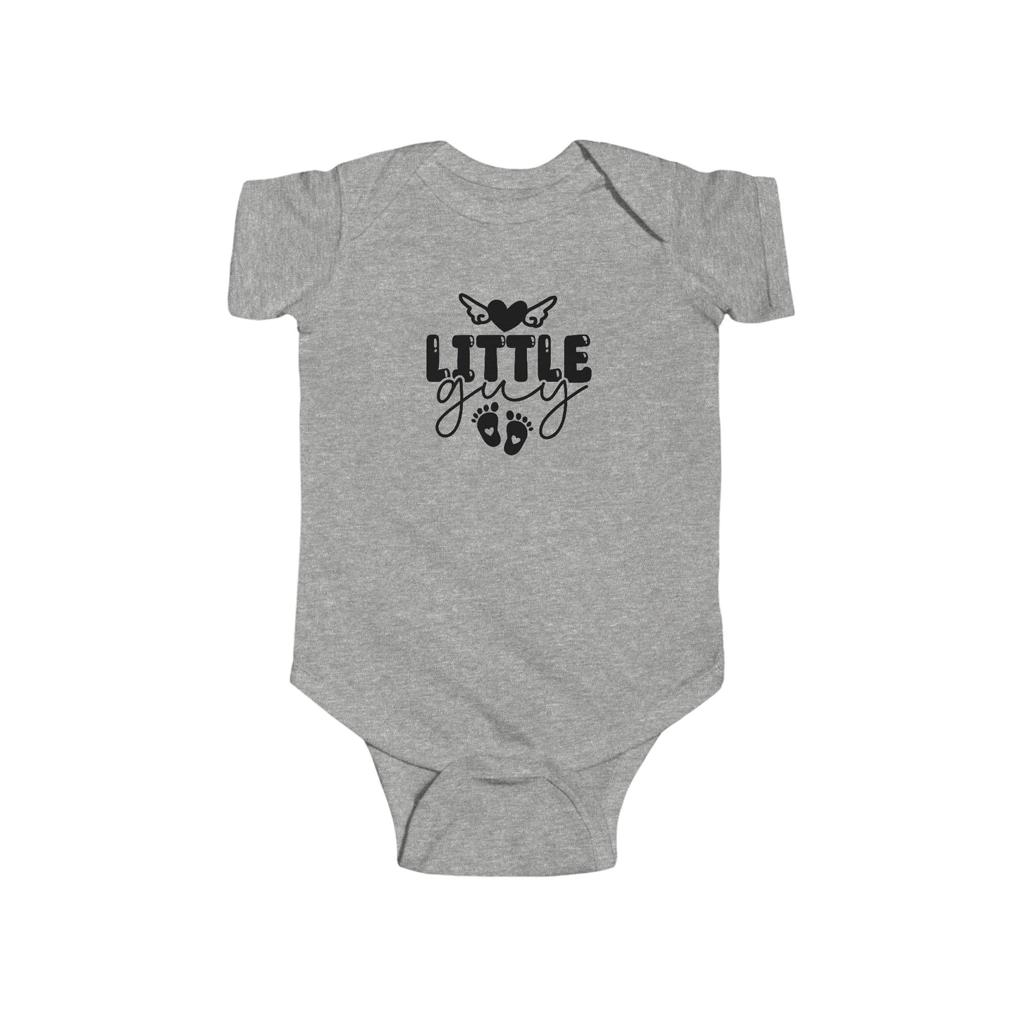 Infant Bodysuit - "Little Guy" Cute Baby Onesie with Butterfly & Footprints