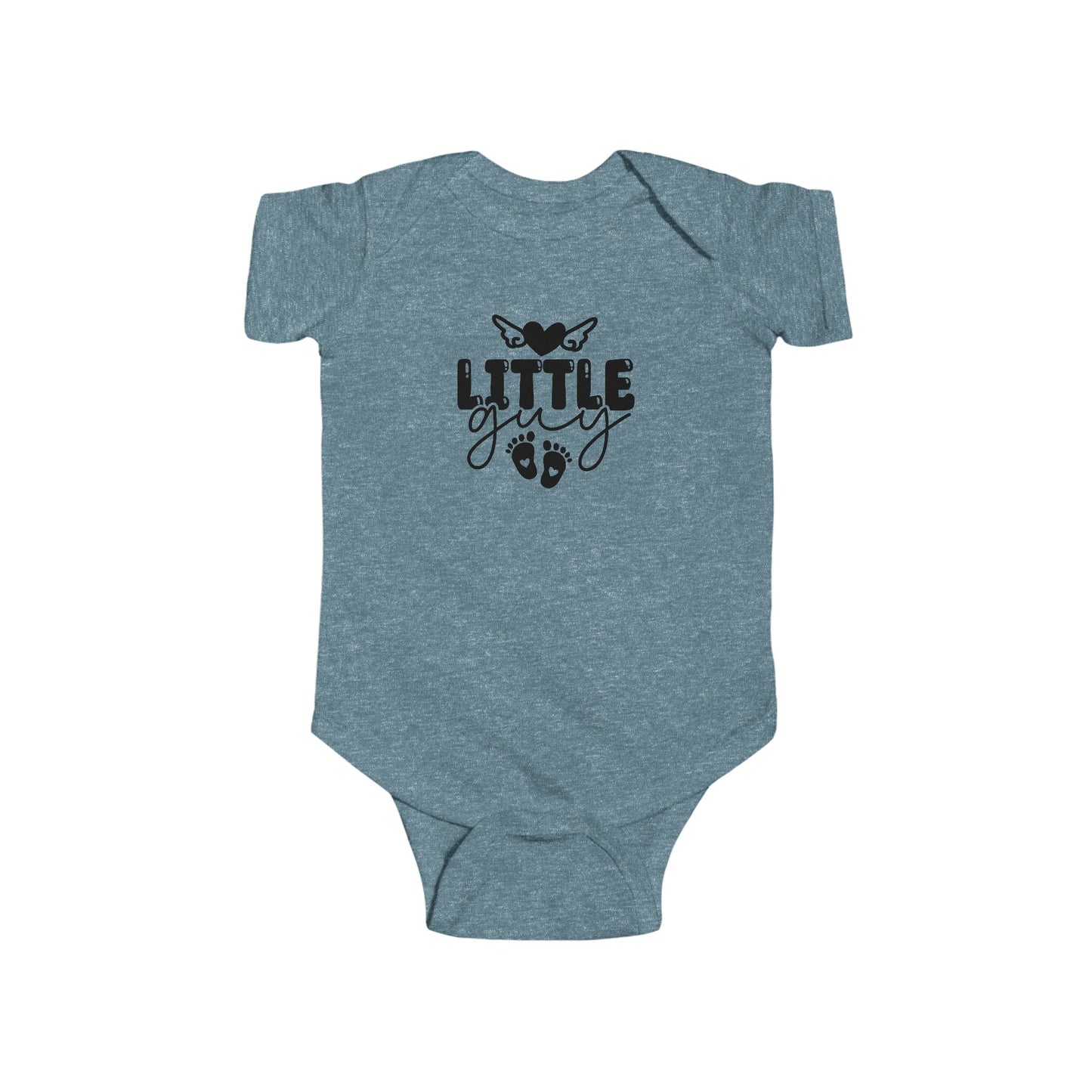 Infant Bodysuit - "Little Guy" Cute Baby Onesie with Butterfly & Footprints