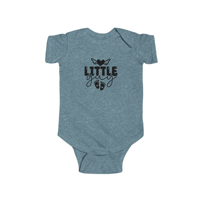 Infant Bodysuit - "Little Guy" Cute Baby Onesie with Butterfly & Footprints